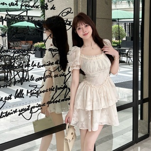 显瘦性感小个子清纯短裙 气质裙子夏季 M900泡泡袖 连衣裙女2025新款