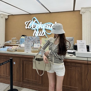 早秋高级感秋季 M900条纹针织开衫 春秋百搭短款 薄款 外套女2024新款