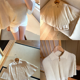 M900翻领中袖 宽松轻奢高级感慵懒风 T恤上衣女早秋设计感2025新款