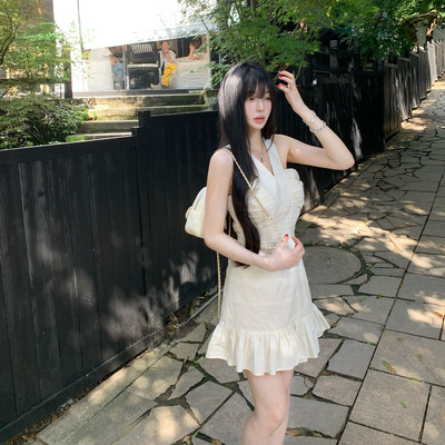 M900白色连衣裙海边度假小个子