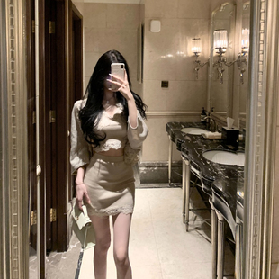 M900斗篷外套连衣裙女小个子春秋高级感蕾丝2025新款 气质穿搭 时尚