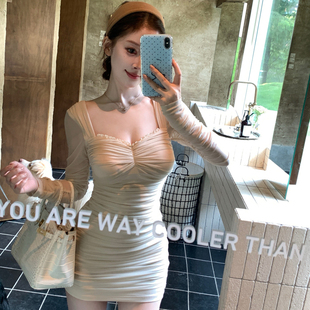 性感收腰上衣包臀裙 修身 M900连衣裙2025新款 春秋薄纱气质显瘦长袖