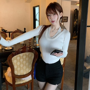 春秋百搭黑色小個子高腰毛呢褲 M900短褲 顯瘦 子2025新款 褲 女夏季 款