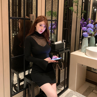 显瘦高领气质辣妹包臀裙 修身 M900针织长袖 连衣裙女2025年秋冬新款