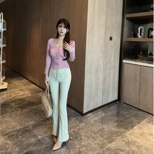 裤 爆款 子喇叭裤 马蹄裤 高腰 M900白色牛仔裤 显瘦浅色夏季 女2025新款