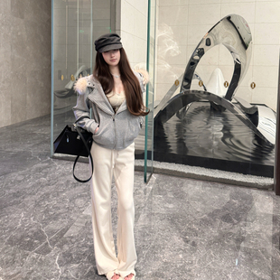 M900加绒外套女2025新款 设计感春秋小个子气质百搭大毛领 连帽短款