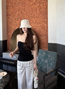 M900黑色抹胸上衣女背心夏外穿2026新款无袖辣妹穿搭露背短款百搭