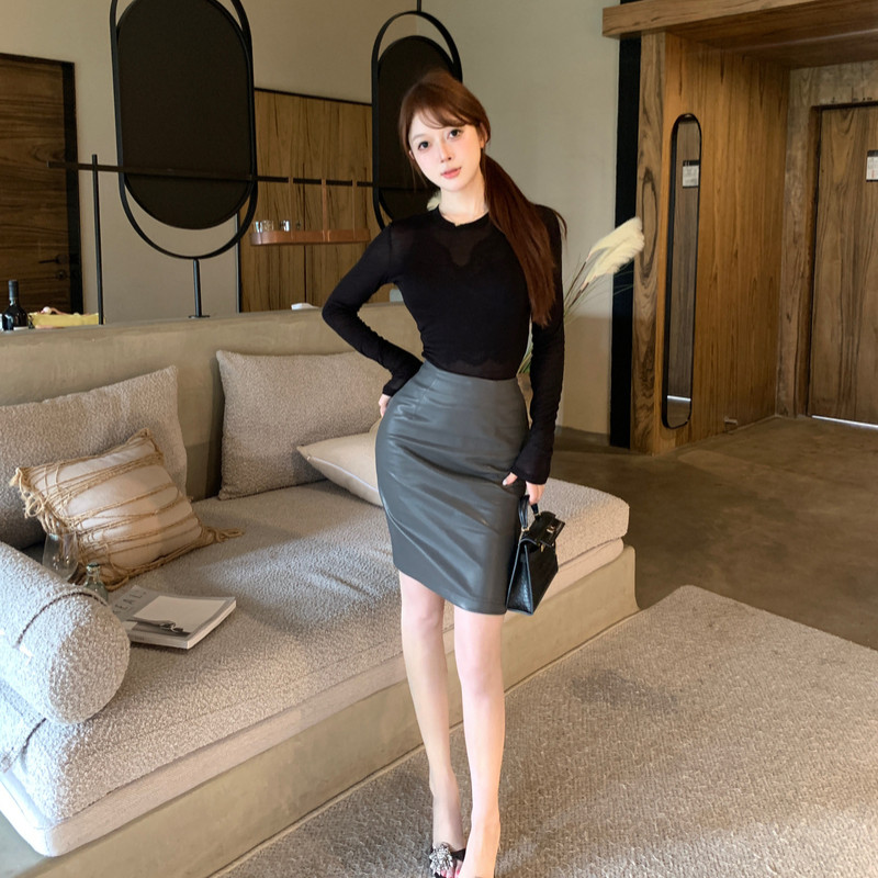 M900皮裙女高腰紧身包臀裙2026新款辣妹风显瘦修身pu皮半身短裙