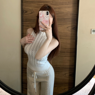 M900挂脖上衣女无袖背心春秋外穿2026新款辣妹穿搭性感露背高级感