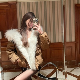 小个子面包服毛领连帽秋冬 短款 M900白色羽绒服外套女冬季 2025新款