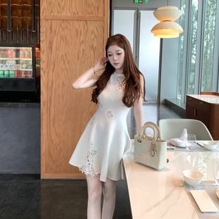 M900蕾丝镂空无袖 背心连衣裙女秋冬收腰显瘦气质纯欲气质打底短裙