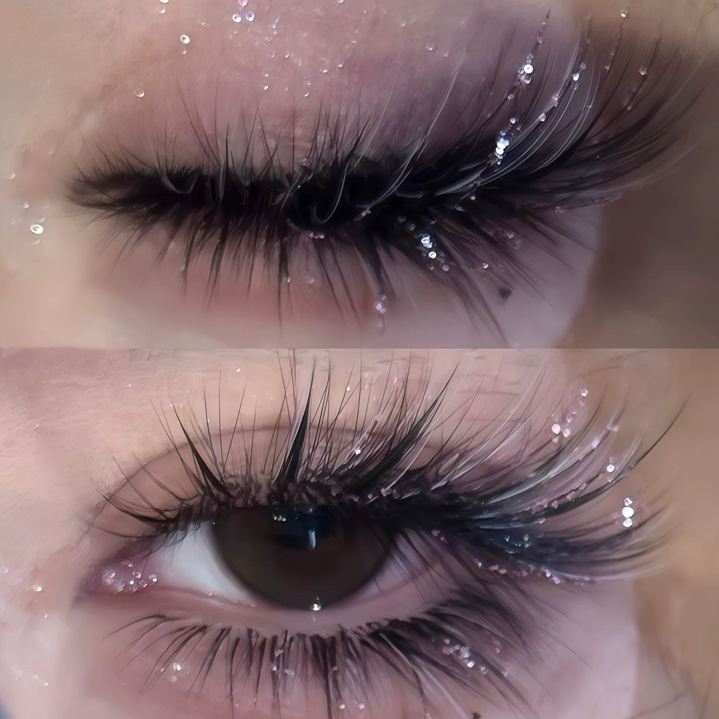 氛围感碎钻睫毛闪到失焦自然卷翘仿真假睫毛圣诞节cos碎闪破碎感