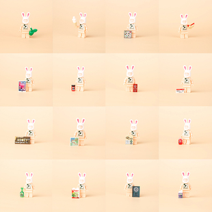 MOC生活人仔食物水果蔬菜手机印刷件交通标志小颗粒积木兼容