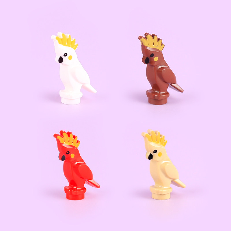 MOC小颗粒积木动物配件兼容场景零件鹦鹉海盗鸟儿童拼装益智玩具