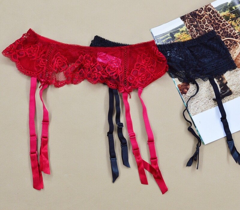 欧美诱惑性感女士复古透视透明后三排扣情趣蕾丝吊袜带吊袜夹火辣