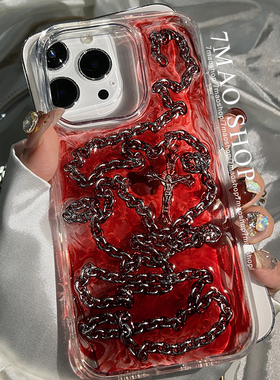 血色铁链暗黑风适用iphone16 15promax17手机壳reno14prop70ultra