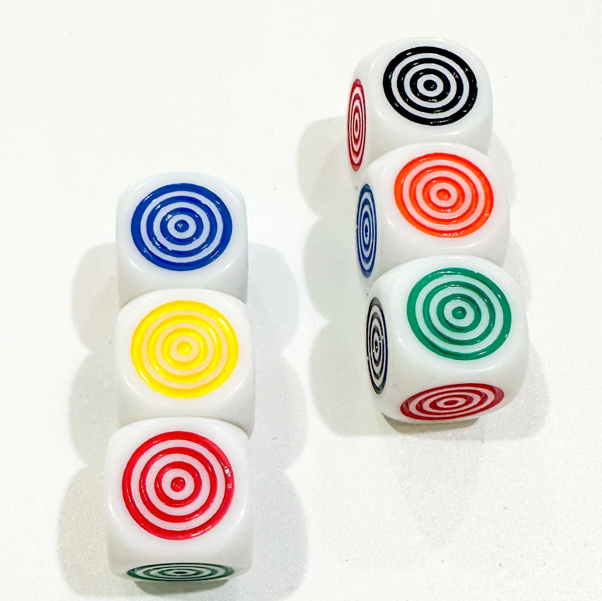 圆圈圈骰子筛子 丝印色子颜色骰子助教教学色子 彩色圆点六面骰子