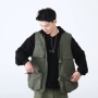 Mỹ retro nhiều túi dụng cụ vest nam và nữ bf lỏng áo đường phố vest vest áo khoác giản dị - Dệt kim Vest áo len dáng dài hàn quốc