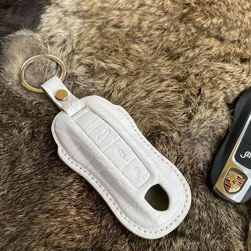 适用于保时捷钥匙扣套卡宴macan911帕拉梅拉718Taycan手工鳄鱼皮