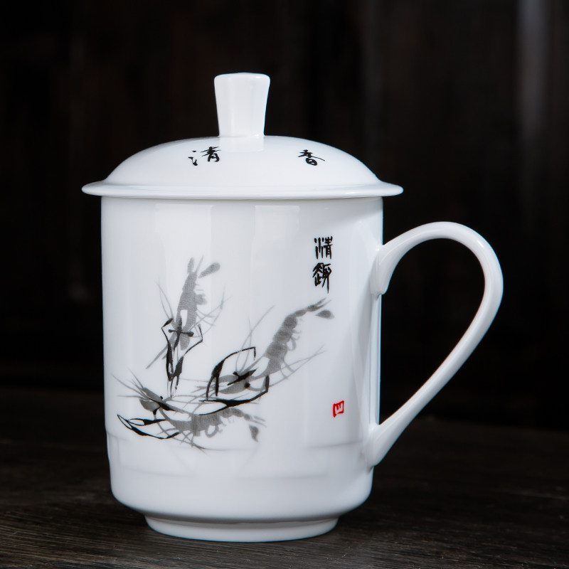 包邮茶杯办公骨质瓷景德镇