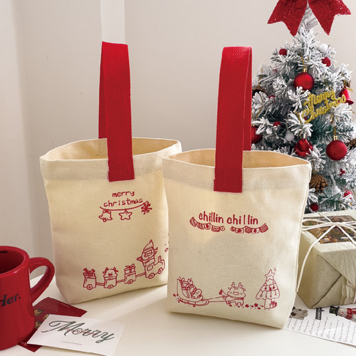 圣诞帆布苹果小礼品袋