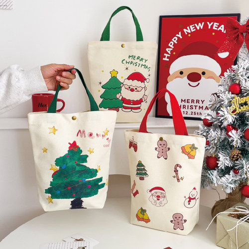 圣诞帆布手提袋零食礼物包装袋