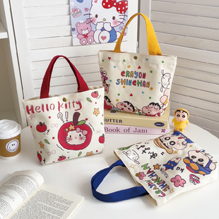 卡通帆布包包女2025新款 家用通勤大容量手提袋学生通勤单肩手拎包