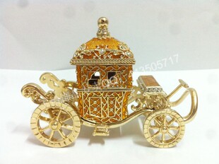 高档金属首饰盒摆饰古典黄金色豪华型马车摆件摆设品创意家居饰品