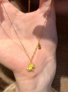 招财黄金马上有钱项链女沙金木马挂坠本命年暴富开运首饰