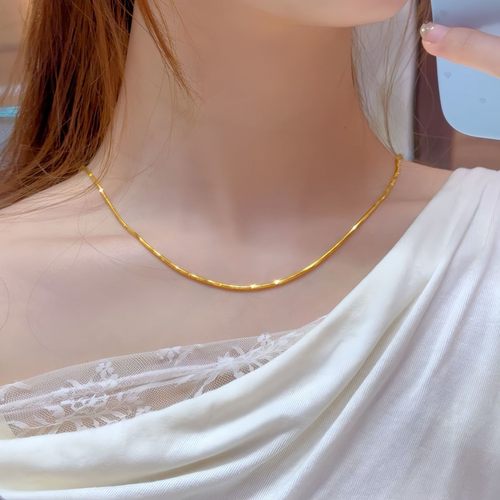 24k蛇骨黄金项链 修饰颈线显白 沙金保色素链约会拍照氛围感神器