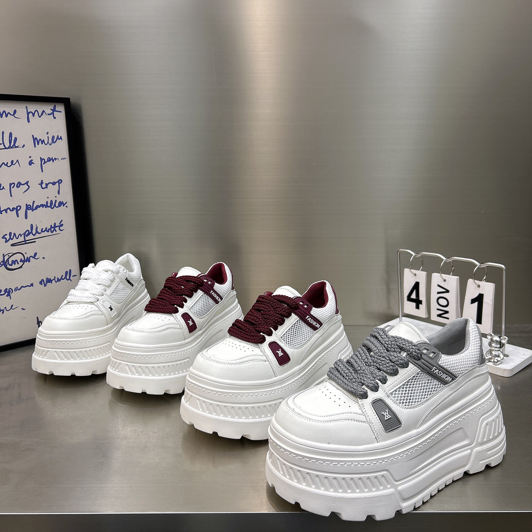 欧货透网爆款8cm厚底松糕鞋女2026新款春夏休闲小个子增高小白鞋