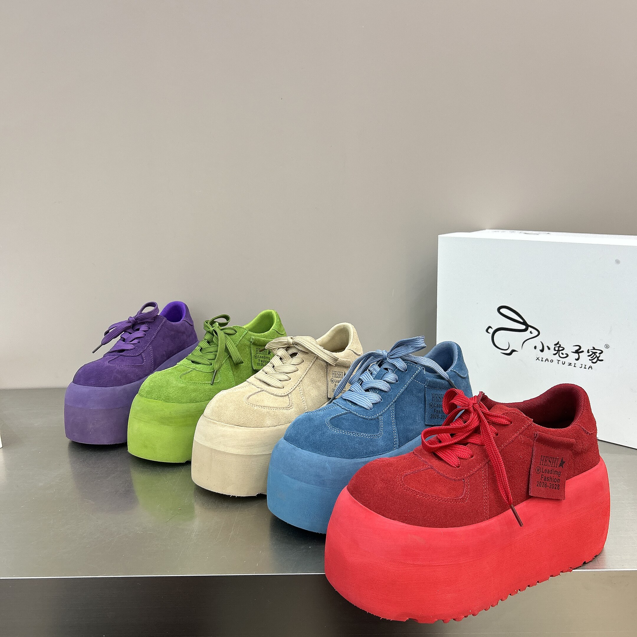 欧货2026早春新款真皮德训鞋女圆头系带8cm松糕厚底休闲乐福鞋潮