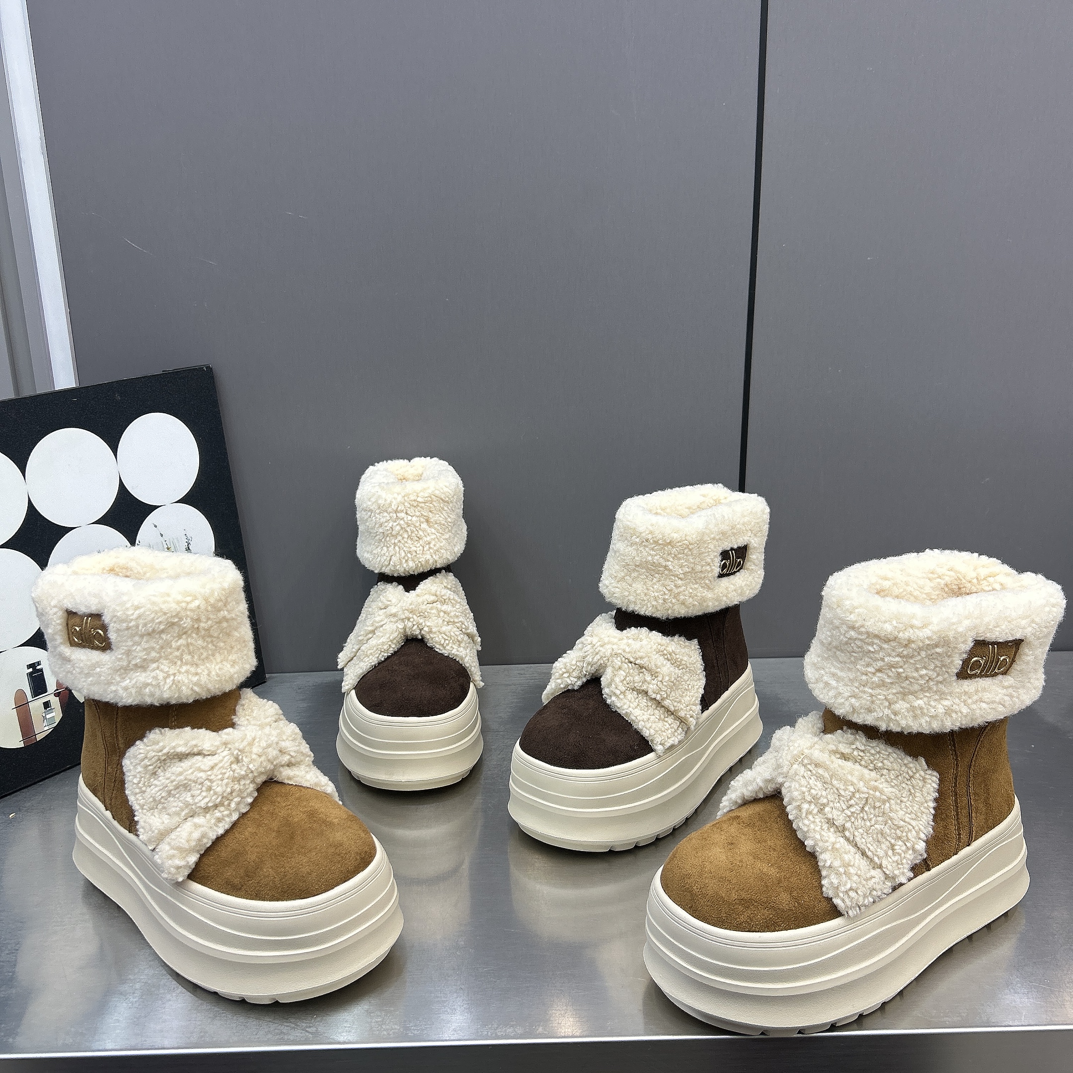 2025新款厚底松糕马丁靴女雪地靴蝴蝶结套图厚底短靴增高面包靴