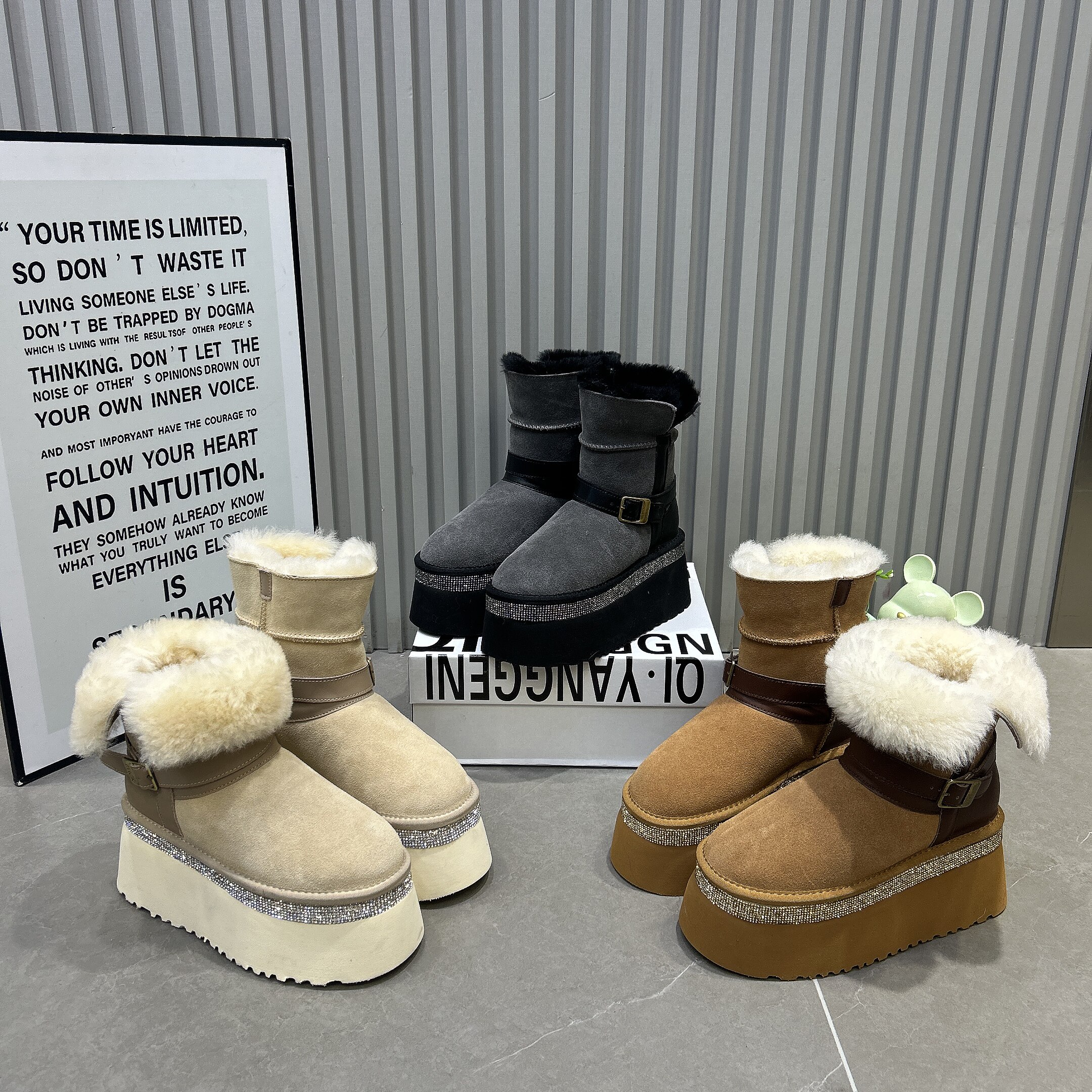 超厚毛毛厚底雪地靴女2025冬新款牛皮羊毛加厚东北大棉鞋皮毛一体