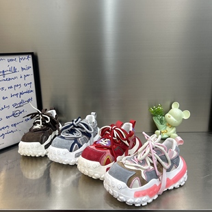 胖胖面包轮胎底撞色老爹鞋女2026春新款透运动鞋时尚百搭休闲鞋女