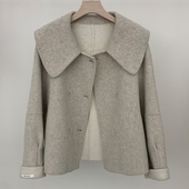 双排扣气质韩式 娃娃领双面呢羊毛短款 外套女2025秋冬款 风毛呢大衣