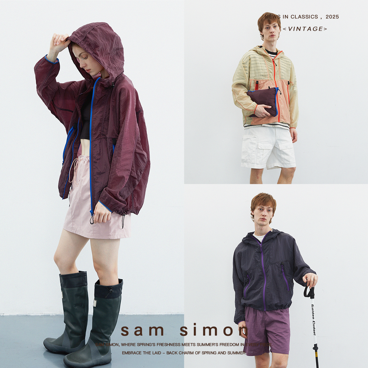 sam simon/sporty轻薄可背可‘收纳包’光感皮肤衣外套男女同款