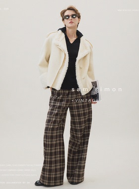 sam simon/‘冬日初雪’量感轻盈chao蓬松羊毛羊绒手工双面尼大衣