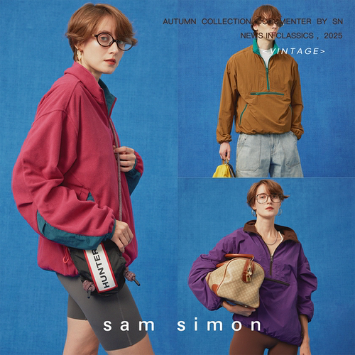 sam simon/sporty复古拼色双面穿摇粒绒立领夹克外套男女同款