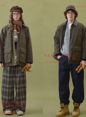 sam simon/‘旧时英区’巴恩风复古油蜡布休闲鹅绒服外套男女同款