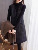 毛呢无袖 2024年秋冬季 新品 口袋连衣裙女小香风后背拉链背心马甲裙