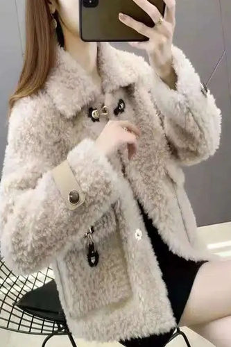 颗粒羊羔绒大衣女短款宽松时尚休闲2024新款秋冬皮毛一体洋气外套