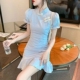 改良旗袍修身 国风复古连衣裙女夏2024新款 小个子短款 显瘦鱼尾裙子