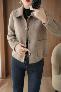 短款 2024冬季 显瘦百搭时尚 修身 毛呢外套 毛呢大衣女小个子秋冬新款