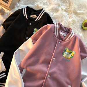 港风潮牌休闲宽松夹克男潮虎年老虎印花棒球服外套男JK7738P75图片
