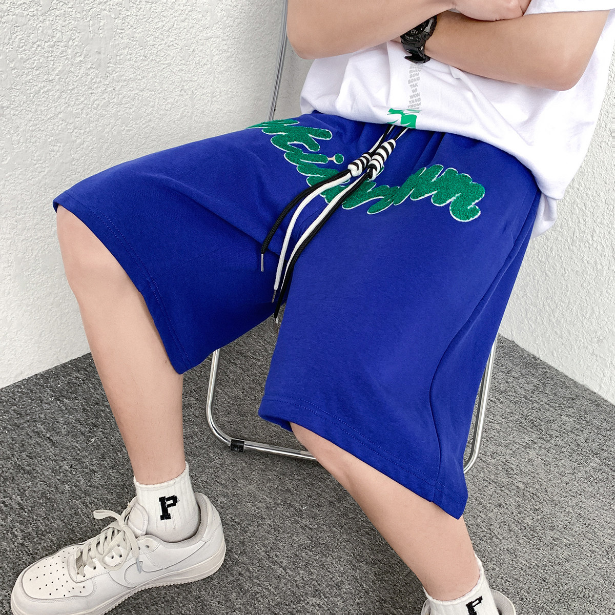 港风短裤男大码中性风短裤女男士中裤男潮流五分裤男DK7713P37,男装休闲裤,星座227-7