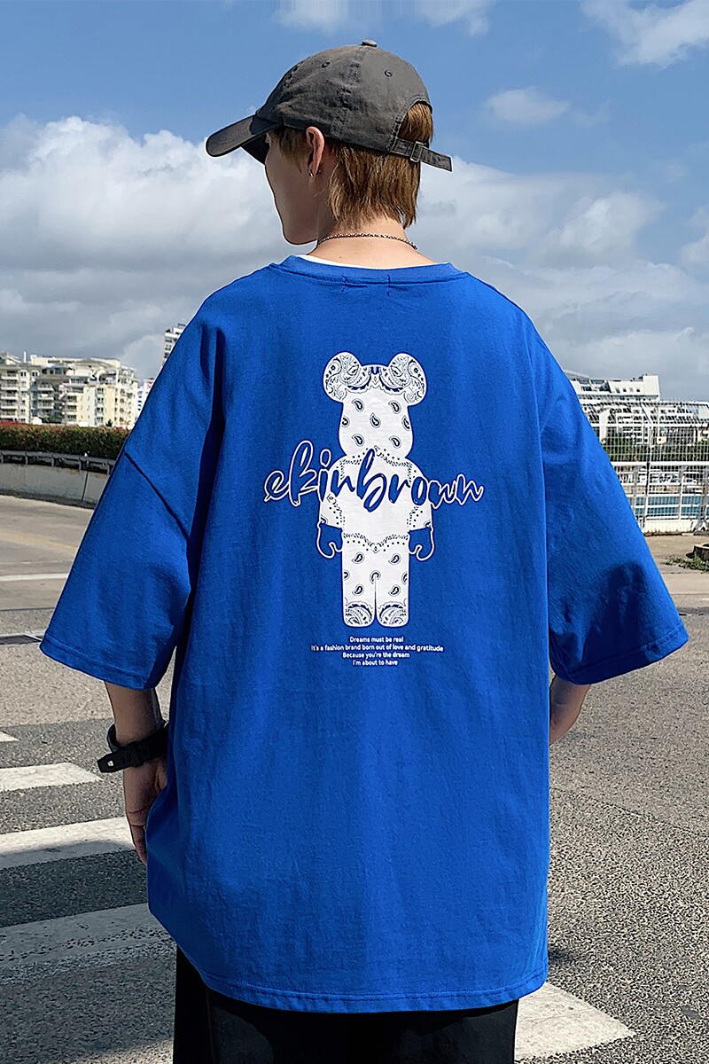 图案已注册港风日系中性休闲情侣大码风短袖T恤DT7736P25,男装T恤,星座227-7