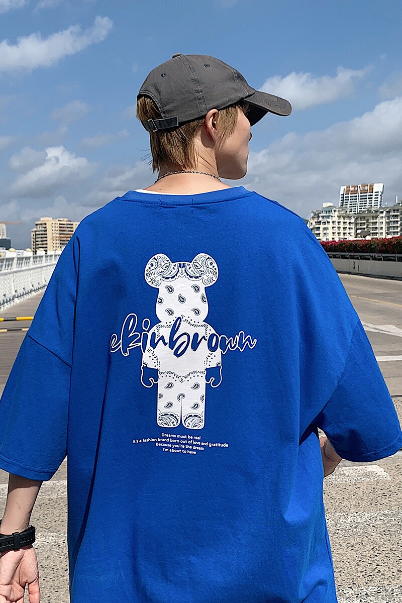 图案已注册港风日系中性休闲情侣大码风短袖T恤DT7736P25,男装T恤,星座227-7