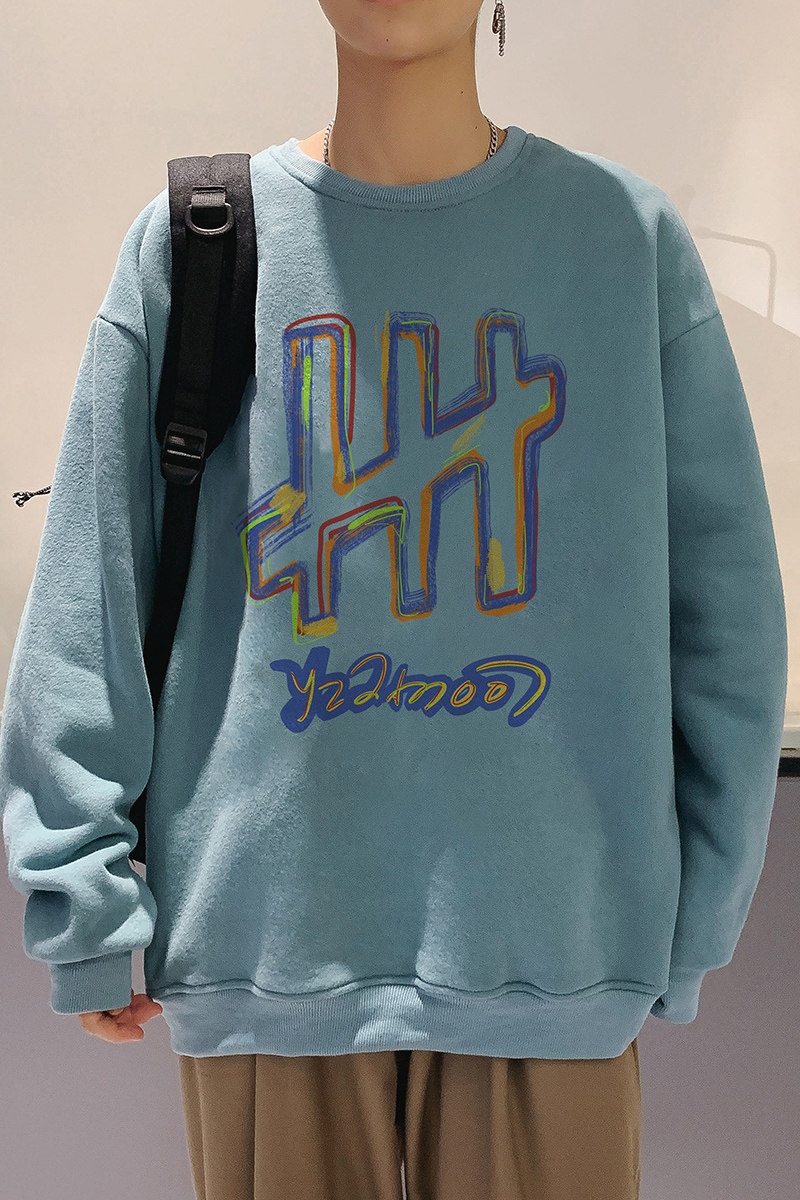 秋款港风中性情侣大码休闲运动套头卫衣男外套7061P35,男装卫衣,星座227-7