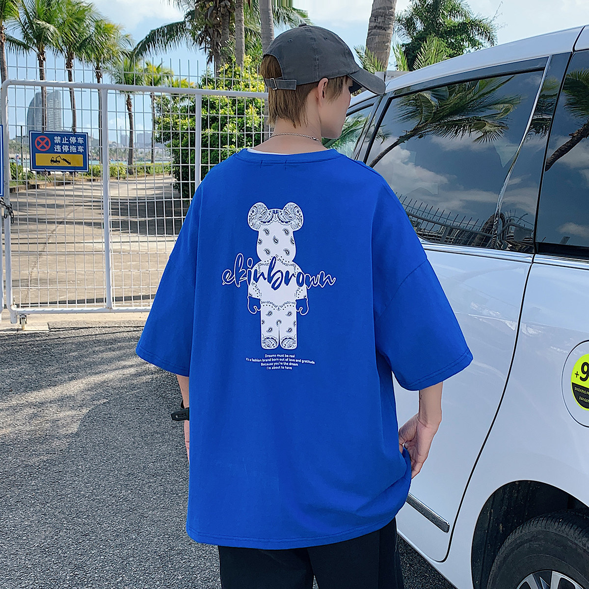 图案已注册港风日系中性休闲情侣大码风短袖T恤DT7736P25,男装T恤,星座227-7